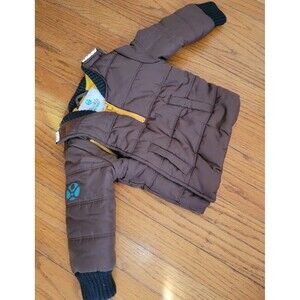 Buckle Me Baby Coat Brown Yellow Car Seat Safe Fleece Puffer Jacket 18 Months